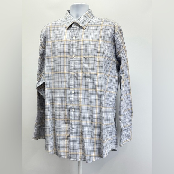ALEX CANNON Men’s light blue and beige plaid long sleeve button down size XL - Picture 9 of 12